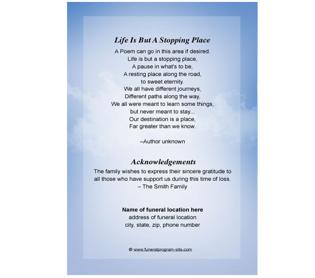 Navy 4-Sided Graduated Funeral Program Template.