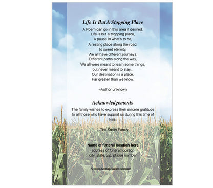 Cornfield 4-Sided Graduated Funeral Program Template.