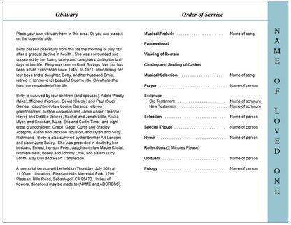 Cornfield 4-Sided Graduated Funeral Program Template.