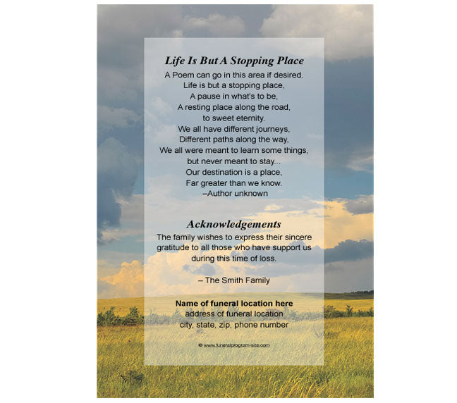 Pheasant 4-Sided Graduated Funeral Program Template.