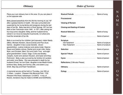 Leopard 4-Sided Graduated Funeral Program Template.