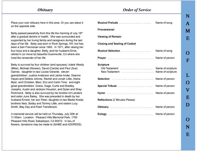 Rainbow 4-Sided Graduated Funeral Program Template.