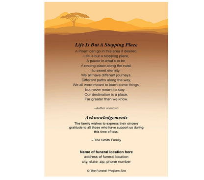 Safari 4-Sided Graduated Funeral Program Template.