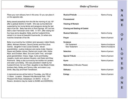 School 4-Sided Graduated Funeral Program Template.