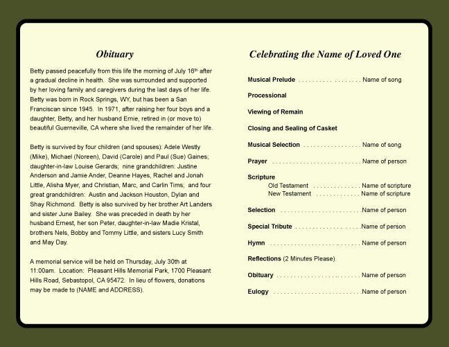 Grande Funeral Program Template - The Funeral Program Site