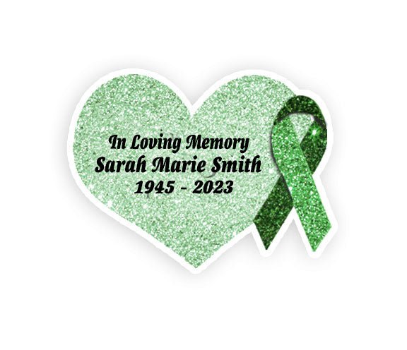 Green Cancer Ribbon Heart Pin - Pack of 10 - The Funeral Program Site