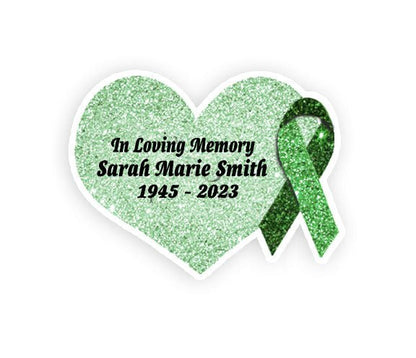 Green Cancer Ribbon Heart Pin - Pack of 10 - The Funeral Program Site