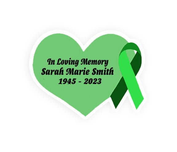 Green Cancer Ribbon Heart Pin - Pack of 10 - The Funeral Program Site