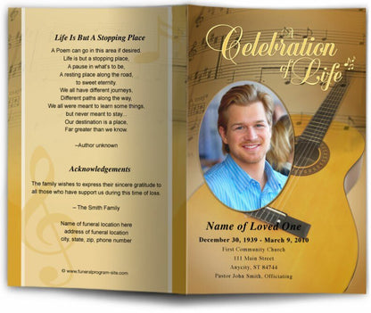 Guitar Funeral Program Template - The Funeral Program Site