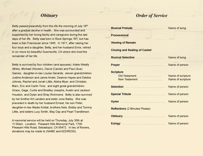 Guitar Funeral Program Template - The Funeral Program Site