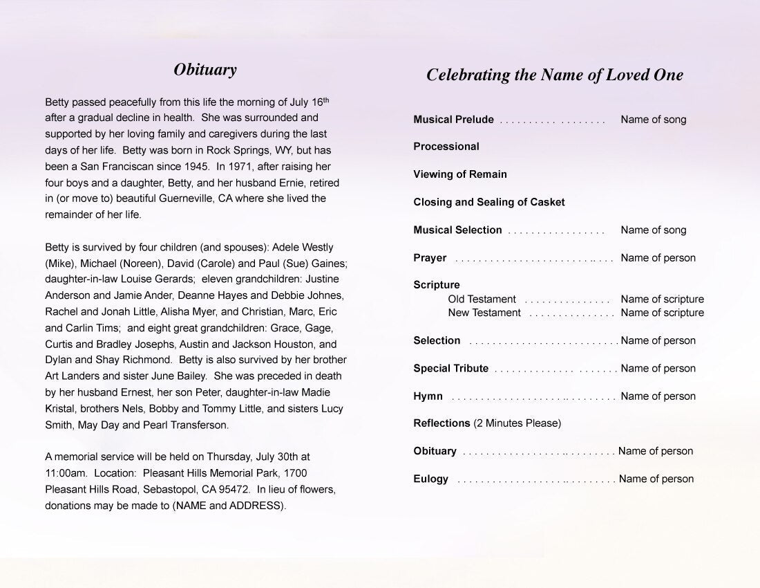 Halo Funeral Program Template - The Funeral Program Site