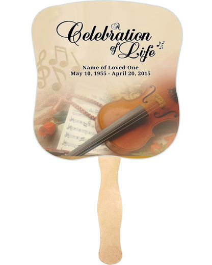 Harmony Cardstock Memorial Fan With Wooden Handle (Pack of 10) - The Funeral Program Site