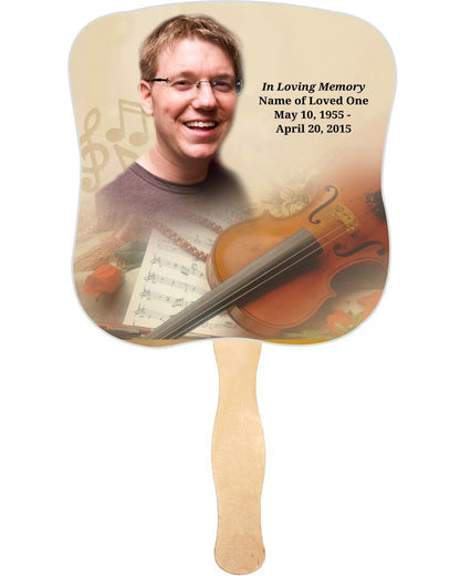 Harmony Cardstock Memorial Fan With Wooden Handle (Pack of 10) - The Funeral Program Site