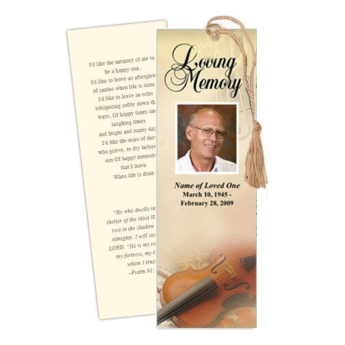 Harmony Memorial Bookmark Template - The Funeral Program Site