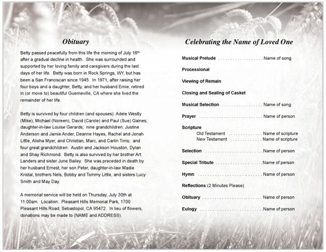 Heartland Funeral Program Template - The Funeral Program Site