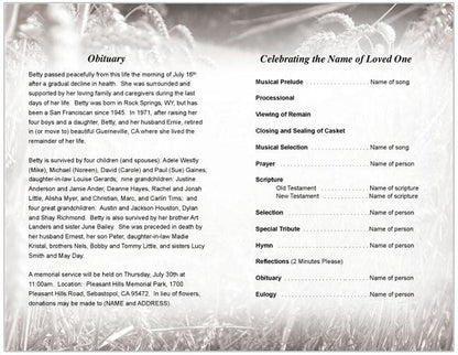 Heartland Funeral Program Template - The Funeral Program Site