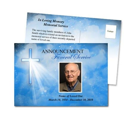 Heaven Funeral Announcement Template - The Funeral Program Site