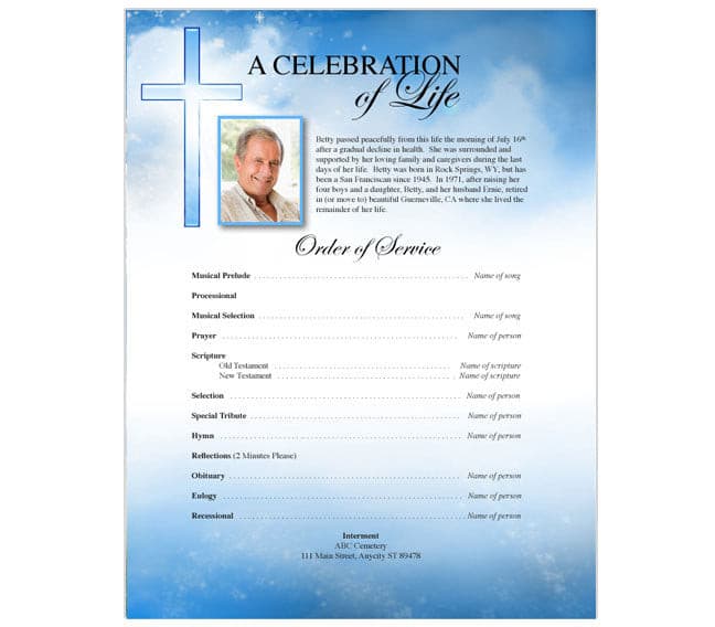 Heaven Funeral Flyer Template - The Funeral Program Site