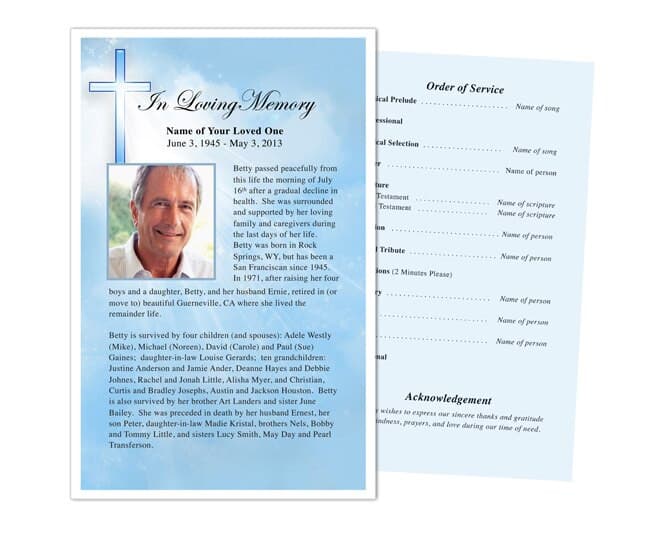 Heaven Funeral Flyer Template - The Funeral Program Site