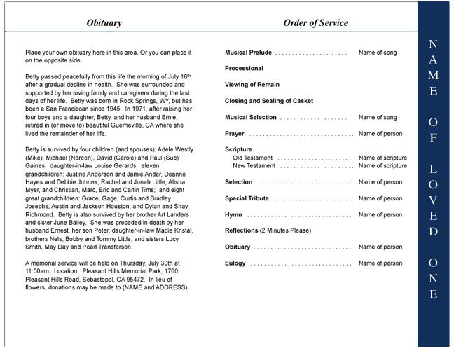 Hero 4 - Sided Graduated Funeral Program Template - The Funeral Program Site