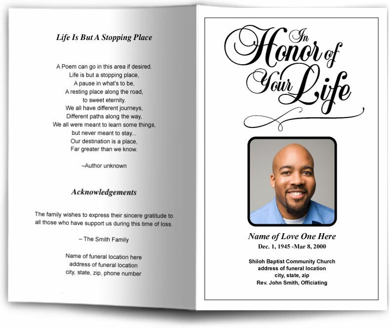 Honor Funeral Program Template - The Funeral Program Site