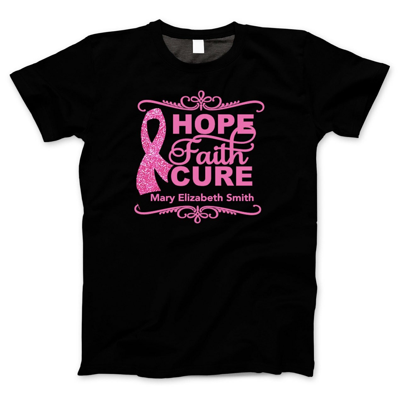 Hope Faith Cure In Loving Memory T-Shirt (Ladies) - The Funeral Program Site