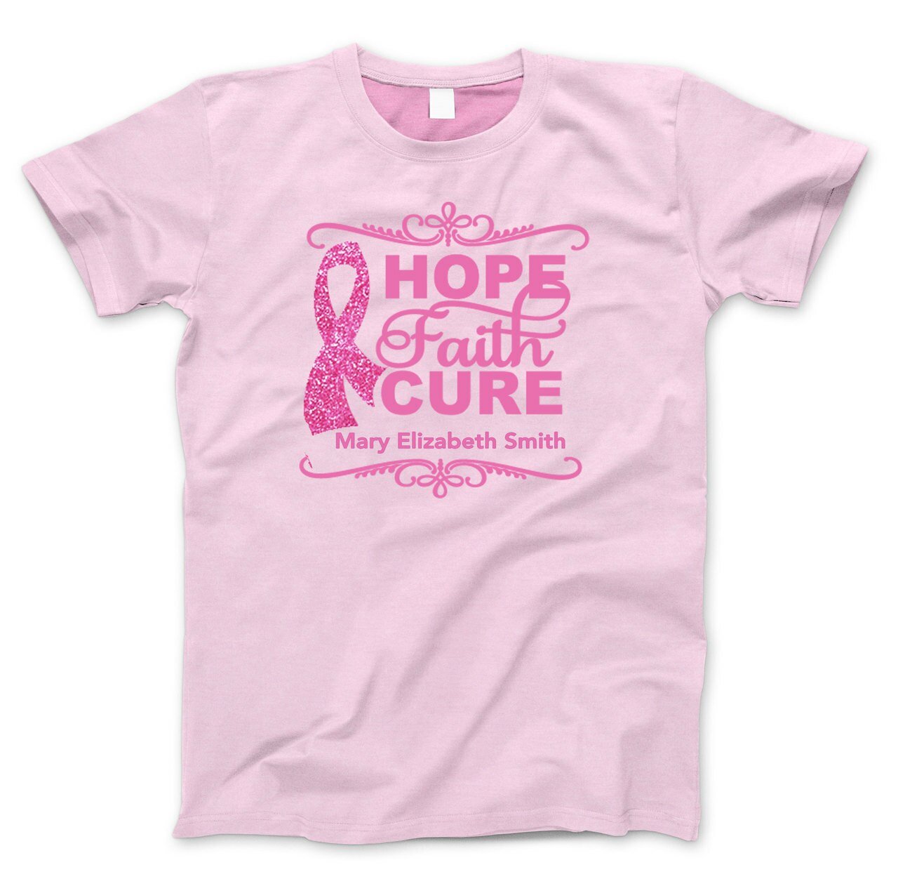 Hope Faith Cure In Loving Memory T-Shirt (Ladies) - The Funeral Program Site