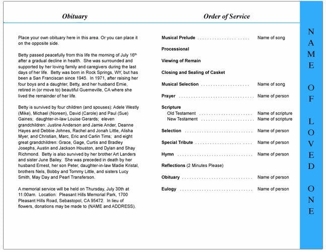 Horizon 4 - Sided Graduated Funeral Program Template - The Funeral Program Site