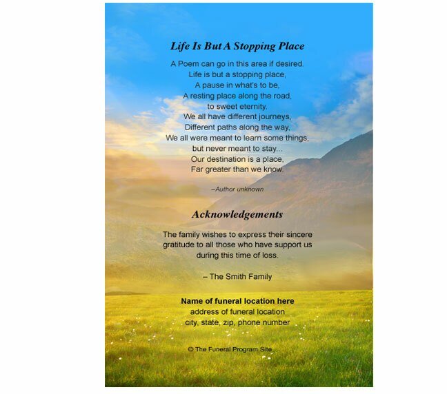 Horizon 4 - Sided Graduated Funeral Program Template - The Funeral Program Site