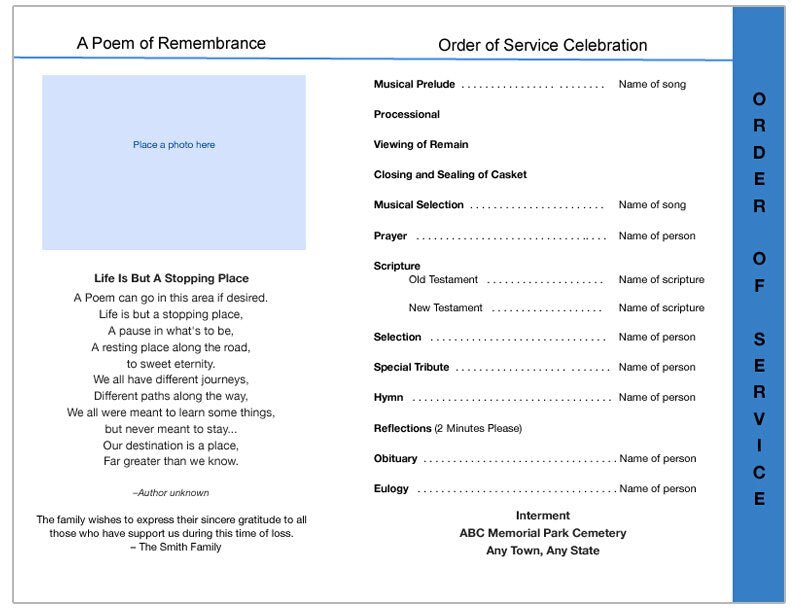 Horizon 8 - Sided Graduated Program Template - The Funeral Program Site