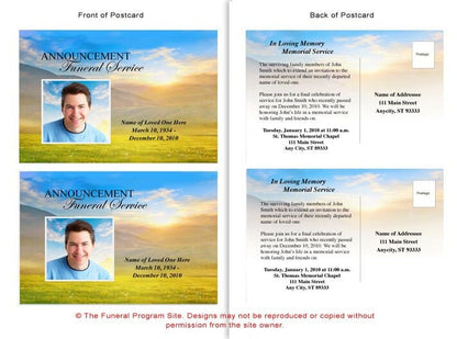 Horizon Funeral Announcement Template - The Funeral Program Site