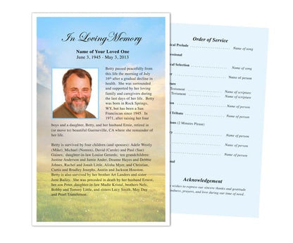 Horizon Funeral Flyer Template - The Funeral Program Site