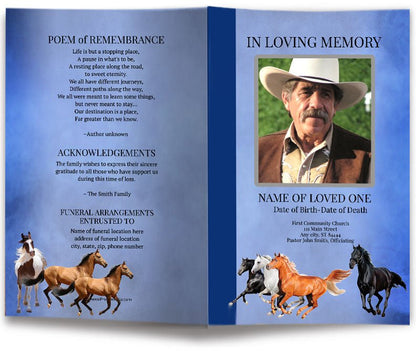 Horses Online Funeral Program Template - The Funeral Program Site