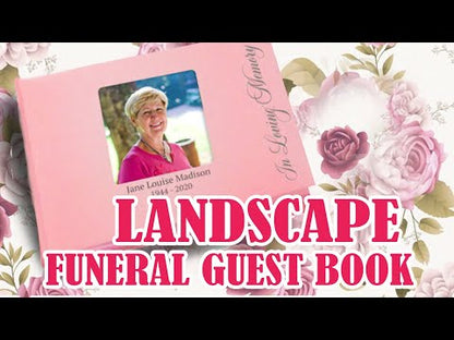 Monogram Linen Landscape Memorial Funeral Guest Book