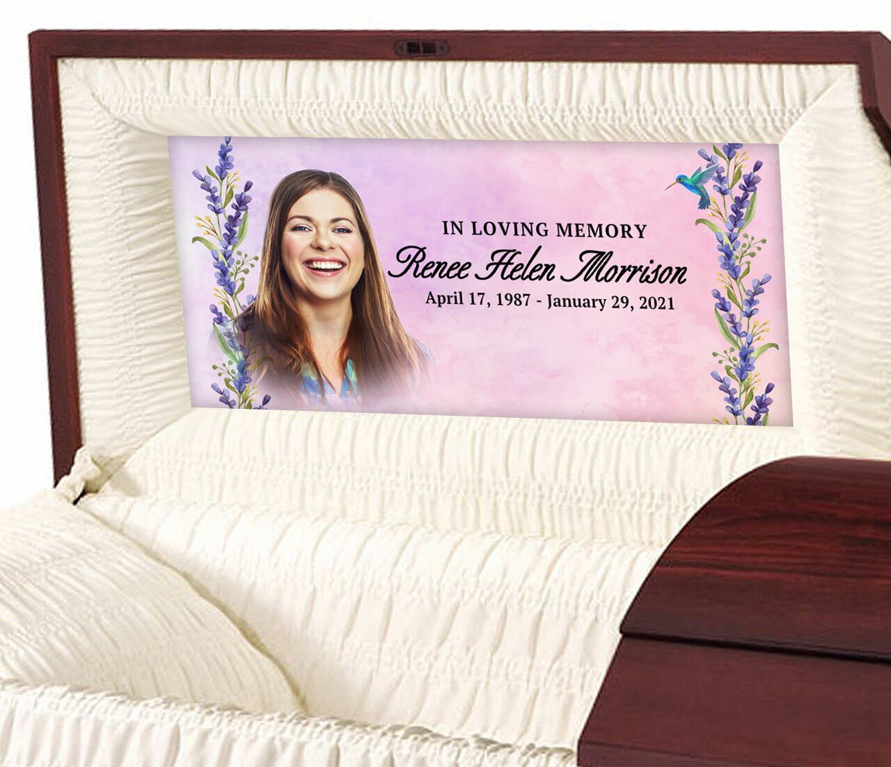 Hummingbird Custom Casket Panel Insert - The Funeral Program Site