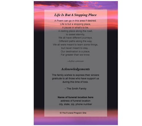 Imagine 8 - Sided Funeral Graduated Program Template - The Funeral Program Site