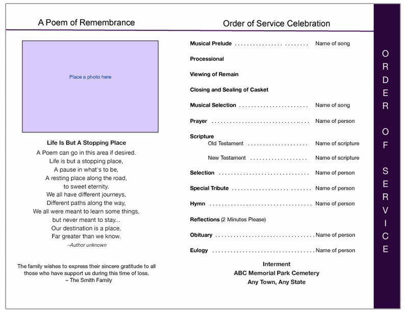 Imagine 8 - Sided Funeral Graduated Program Template - The Funeral Program Site