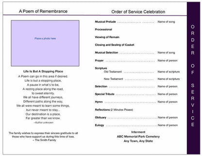 Imagine 8 - Sided Funeral Graduated Program Template - The Funeral Program Site