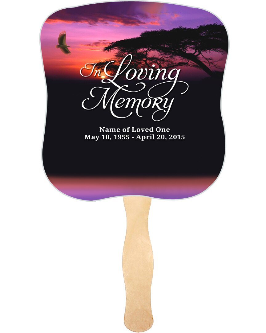 Imagine Cardstock Memorial Fan With Wooden Handle (Pack of 10) - The Funeral Program Site