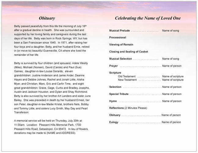 Imagine Funeral Program Template - The Funeral Program Site