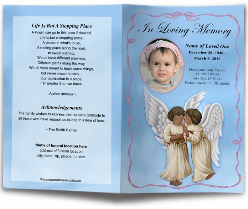 Wings Funeral Program Template.