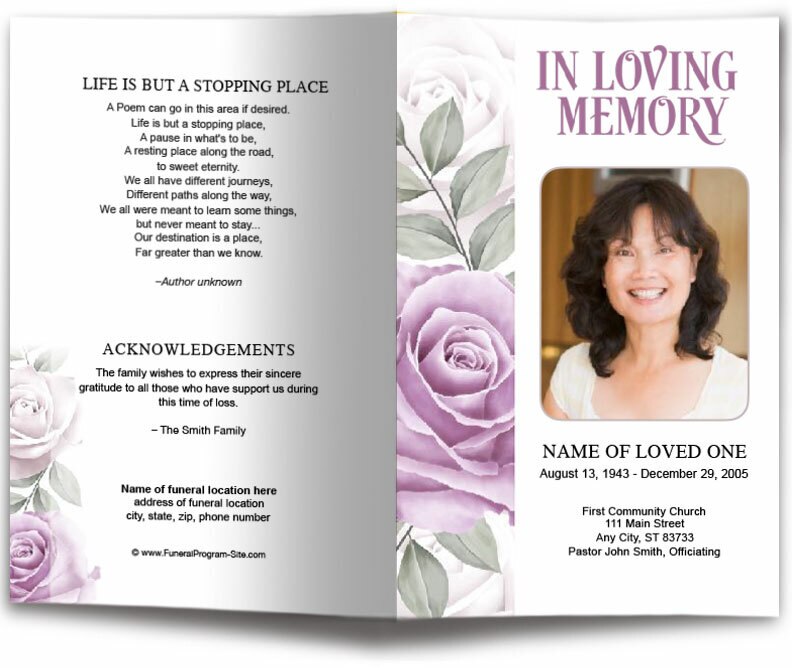 Rosette Watercolor Funeral Program Template – The Funeral Program Site