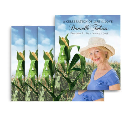 Cornfield No Fold Memorial Card Design & Print (Pack of 25).