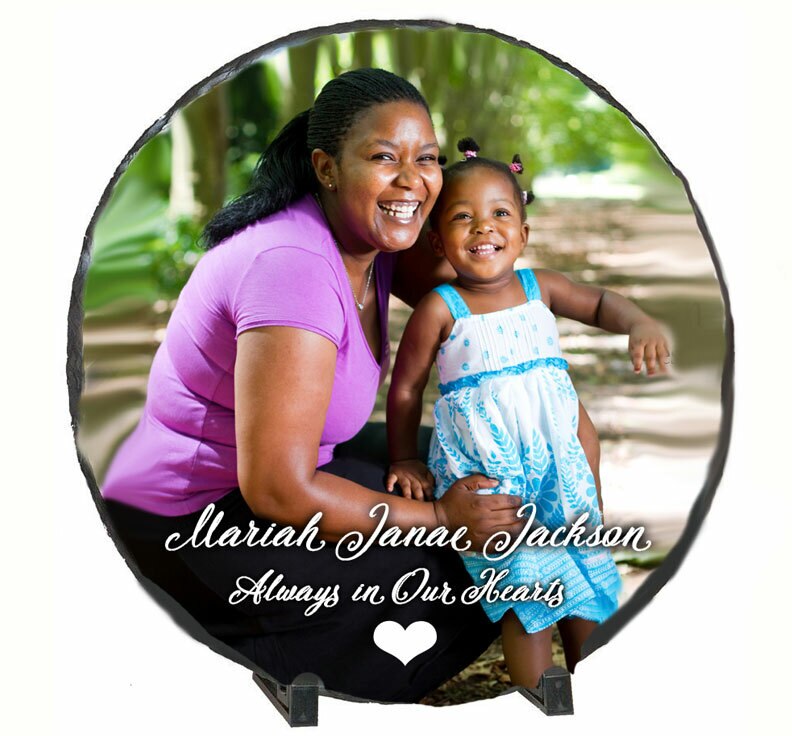 Large Round Memorial Slate Stone Plaque with Stand.