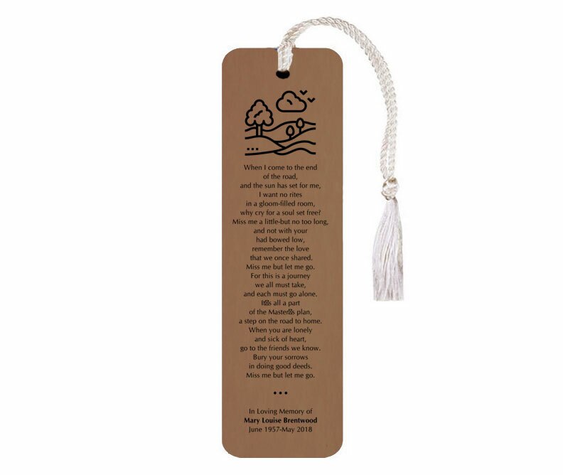 Leatherette Memorial Poem Bookmark Miss Me But Let Me Go.