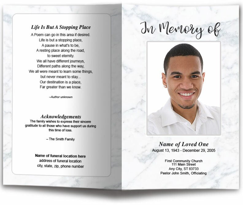 Marble Funeral Program Template | DIY Funeral Programs – The Funeral ...