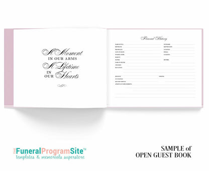 A Moment In Our Arms Landscape Linen Funeral Guest Book