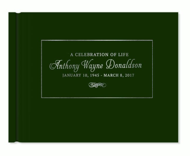 Elegantly Framed Foil Stamped Landscape Funeral Guest Book.