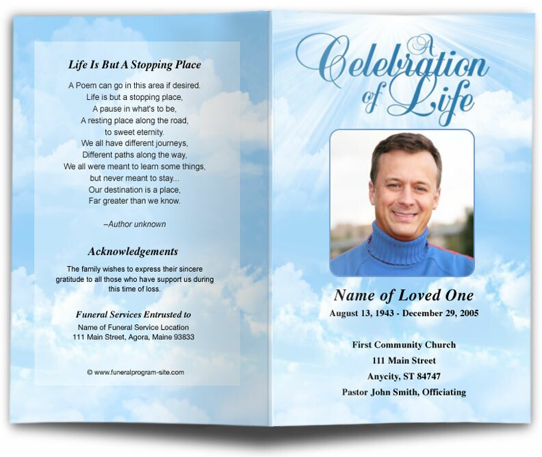 Sky Blue Funeral Program Template | DIY Funeral Programs – The Funeral ...