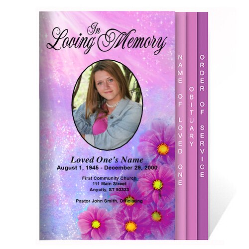 Sparkle 8-Sided Graduated Funeral Program Template (Letter Size).